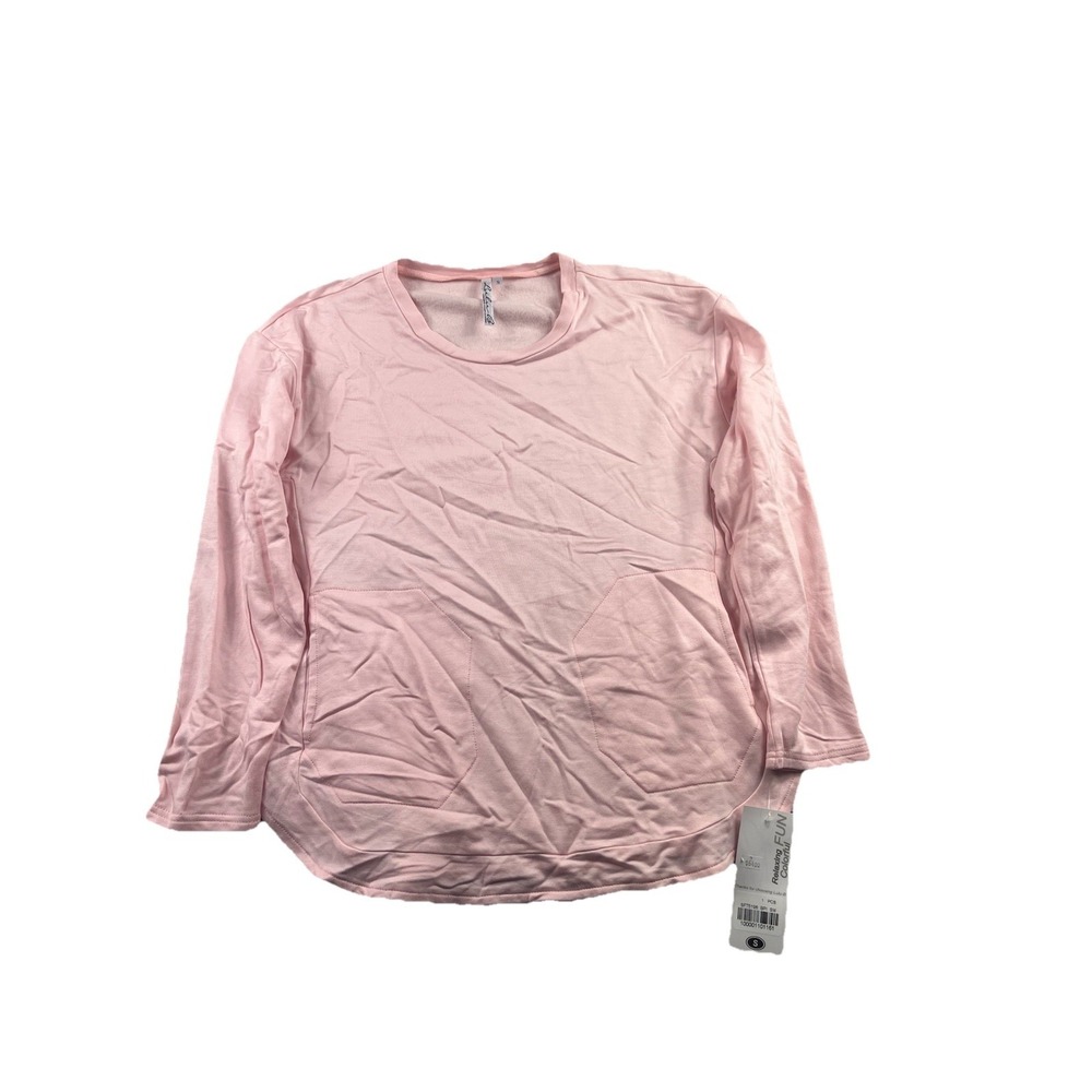 LULU-B Sweater Womens Small Pink 2 Pockets Blouse Top Crew Shirt‎ 5196 NWT